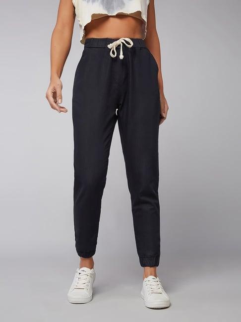 dolce crudo black denim regular fit mid rise joggers