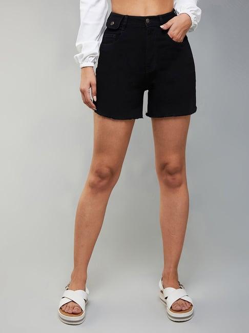 dolce crudo black denim relaxed fit high rise shorts