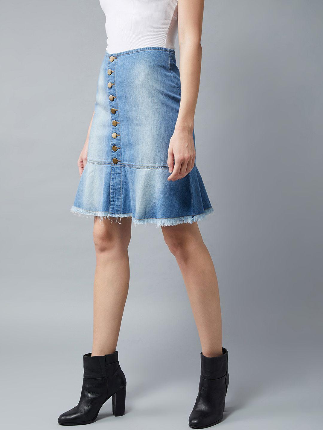 dolce crudo blue denim washed pure cotton a-line skirt