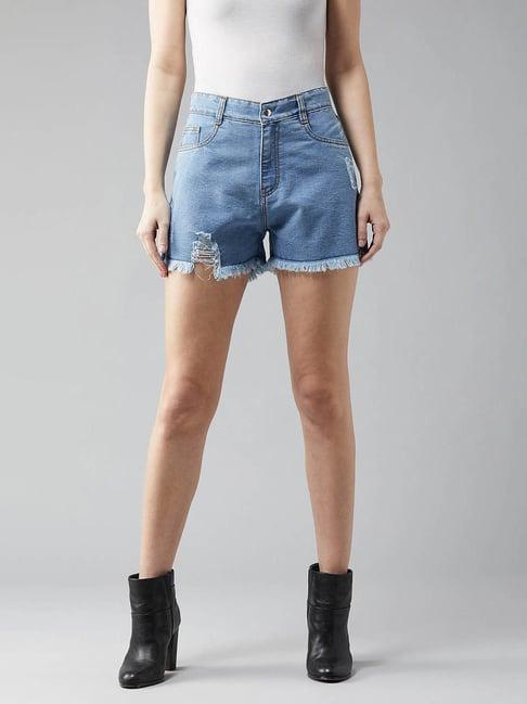 dolce crudo blue distressed denim shorts