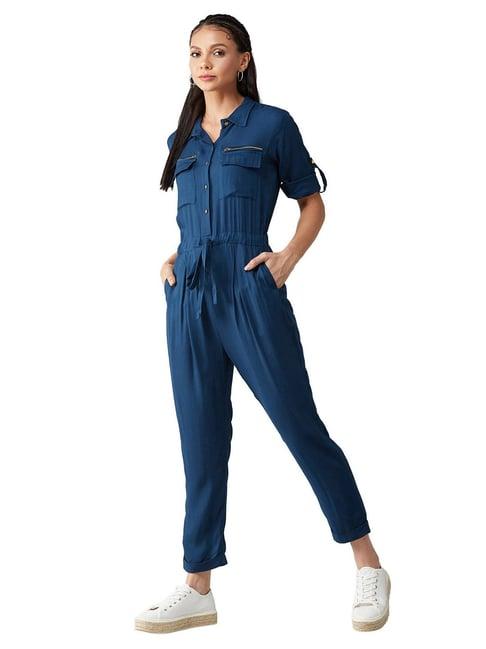 dolce crudo blue full length jumpsuit