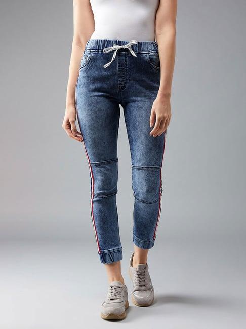 dolce crudo blue mid rise denim joggers