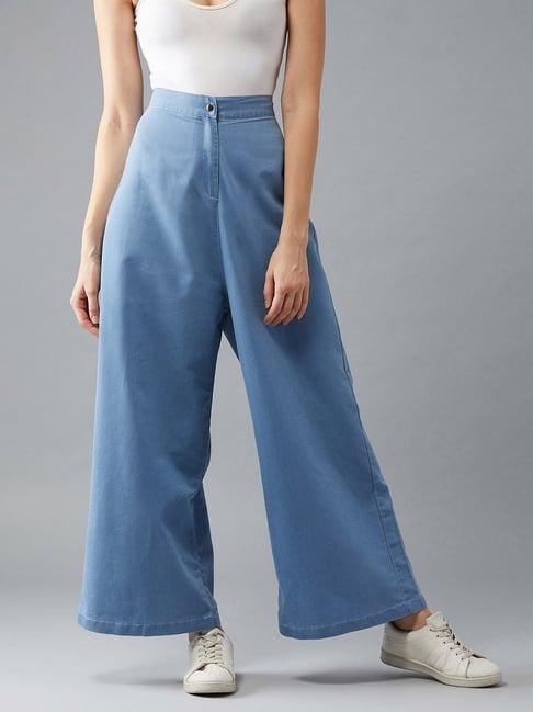 dolce crudo light blue high rise denim flared pants