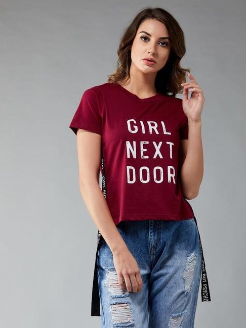 dolce crudo maroon graphic print t-shirt