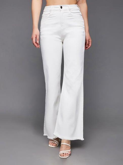 dolce crudo white denim regular fit high rise jeans