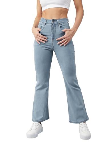 dolce crudo women's light blue bootcut high rise regular stretchable denim jeans (doss22den12-16-158-32, light blue, 32)