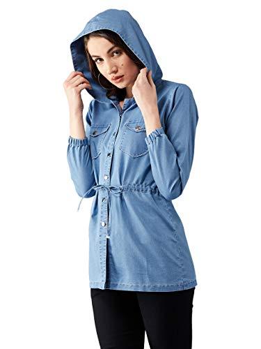 dolce crudo women's light blue round neck full sleeve solid long hoodie with tie-up regular jacket( doaw19den05-54-158-03_light blue_s)