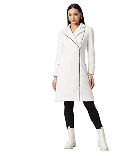 dolce crudo women's off white v-neck full sleeve solid knee length jacket (doaw21jkt03-43-114-02,off-white,xs)