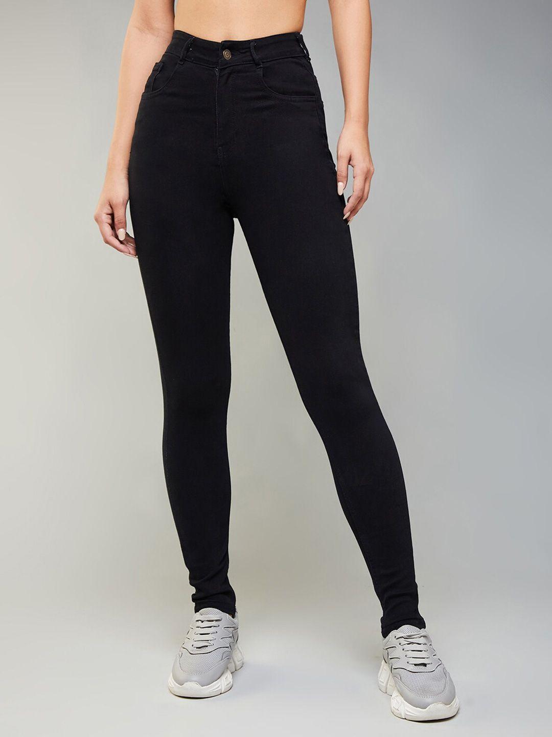 dolce crudo women black skinny fit high-rise stretchable jeans