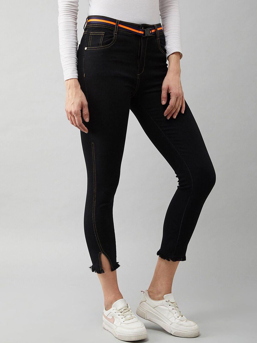 dolce crudo women black skinny fit stretchable jeans