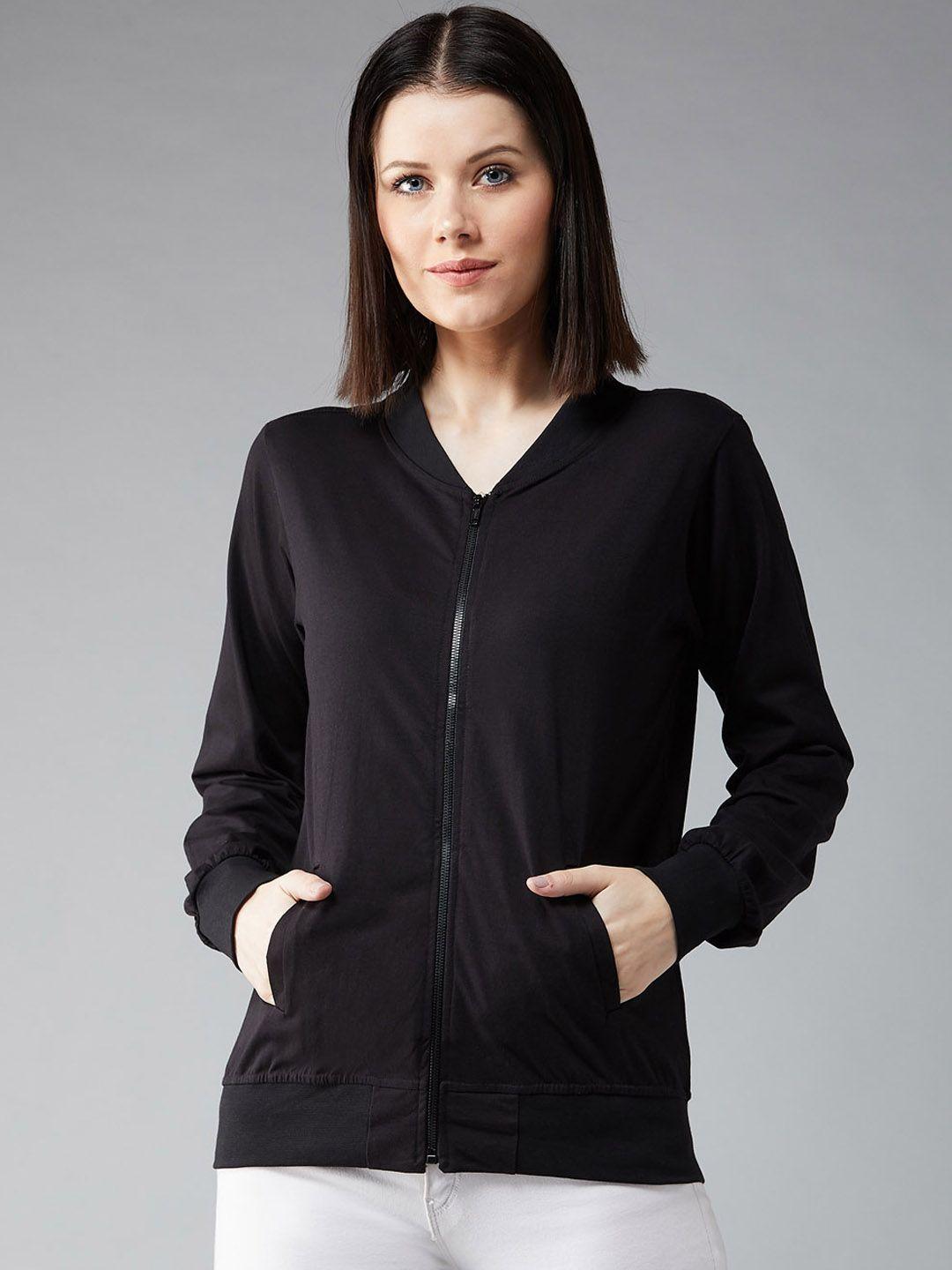 dolce crudo women black solid bomber jacket