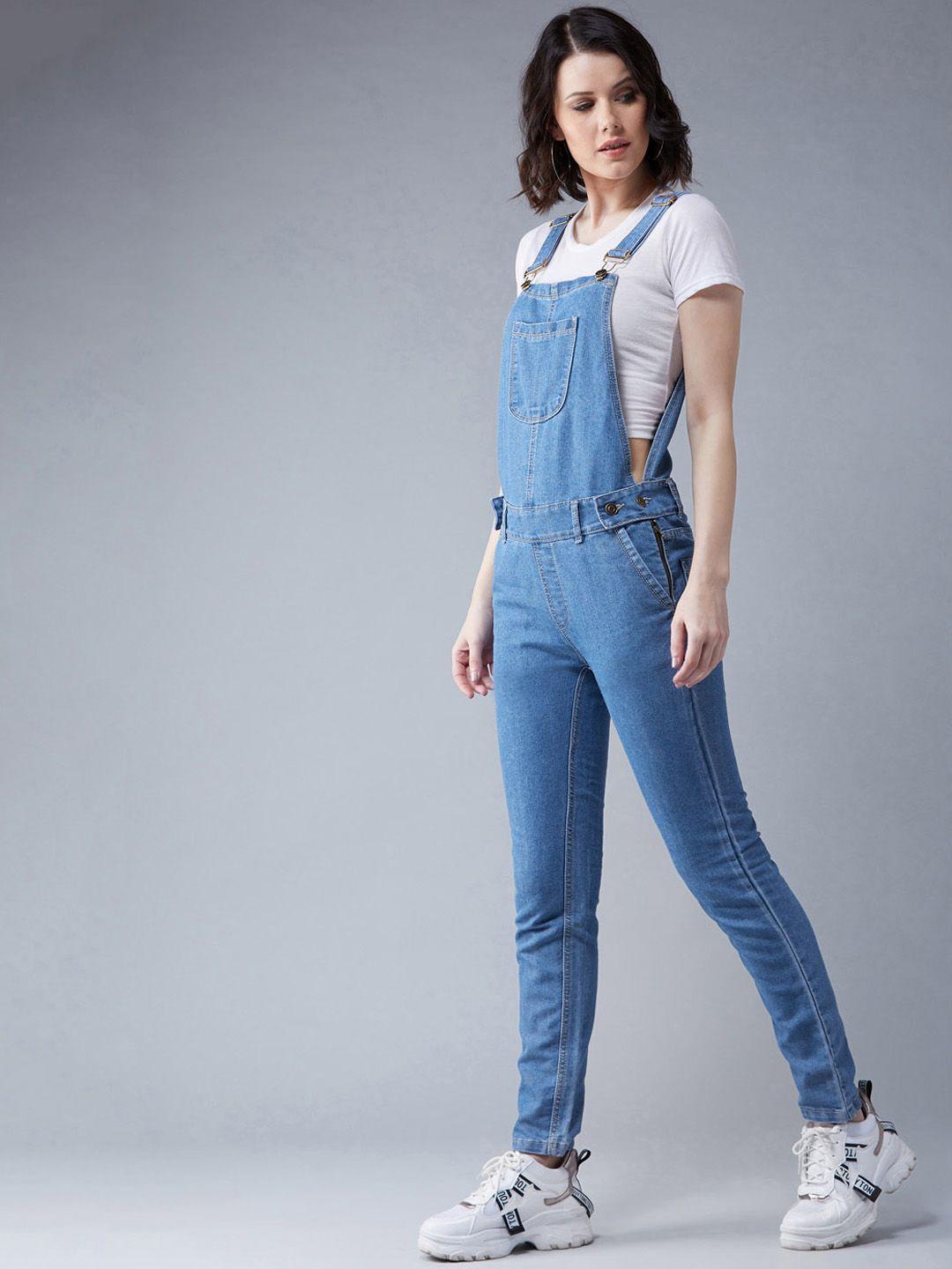 dolce crudo women blue denim dungarees