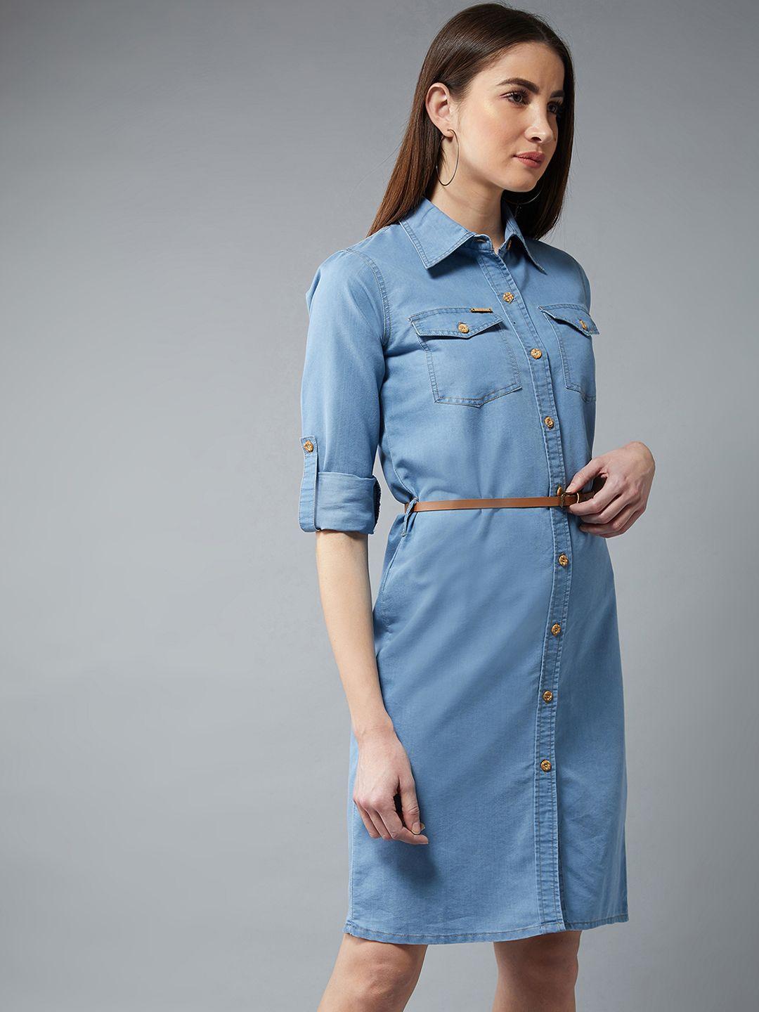 dolce crudo women blue denim shirt dress