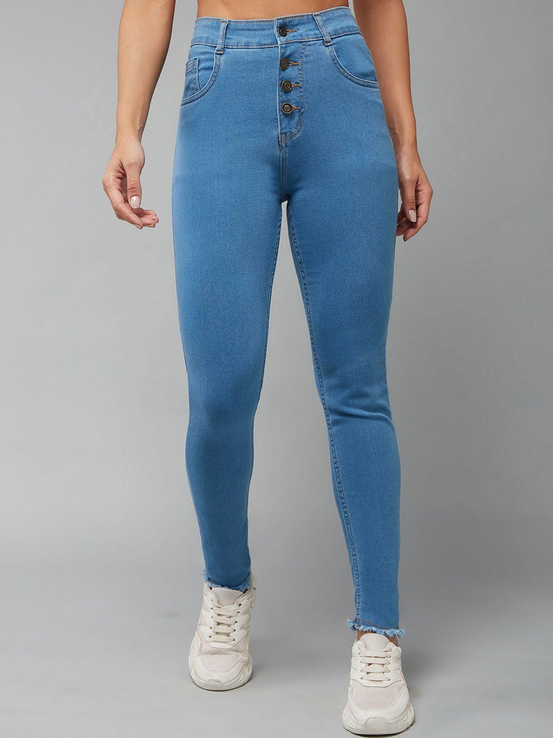 dolce crudo women blue skinny fit high-rise jeans