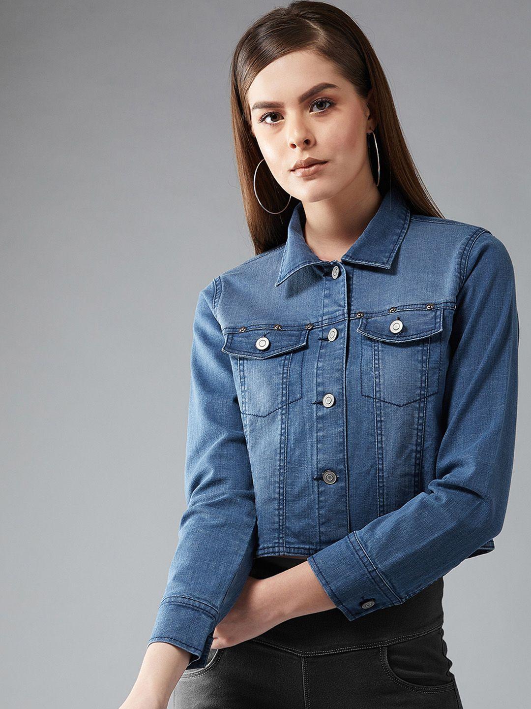 dolce crudo women blue solid denim jacket