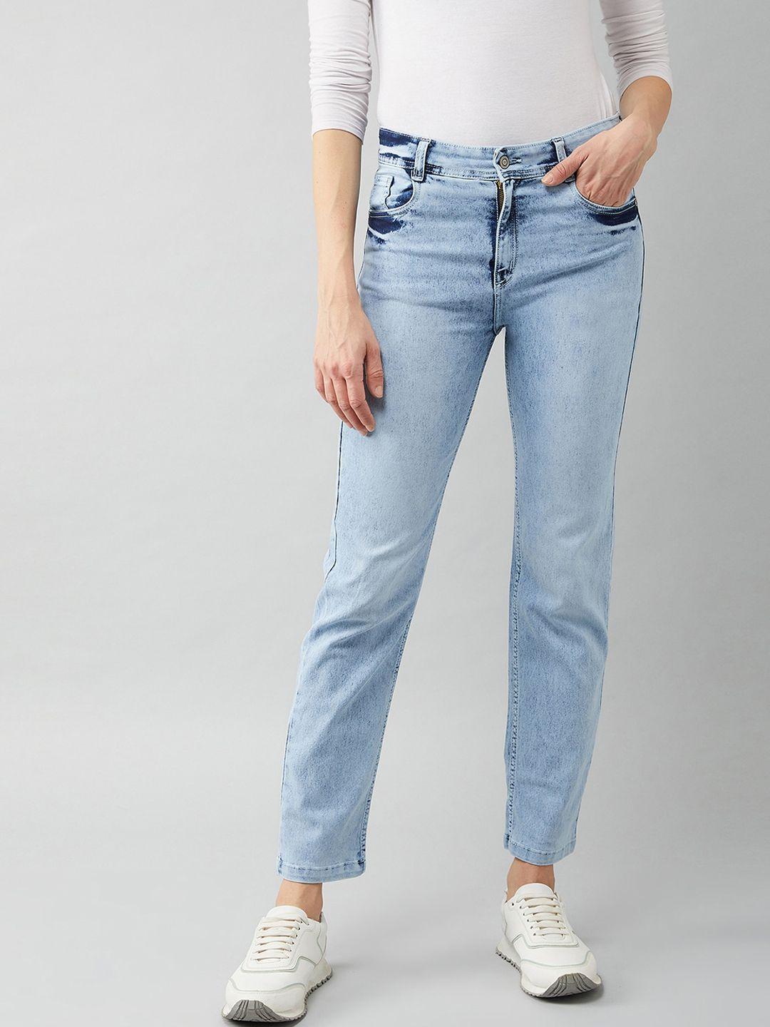 dolce crudo women blue wide leg high-rise heavy fade jeans