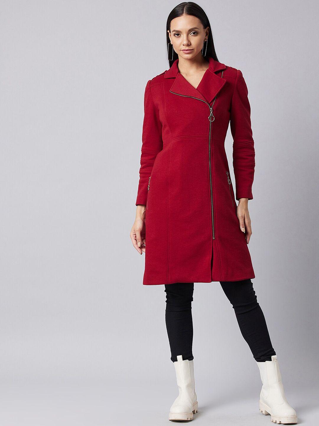 dolce crudo women maroon longline open front jacket