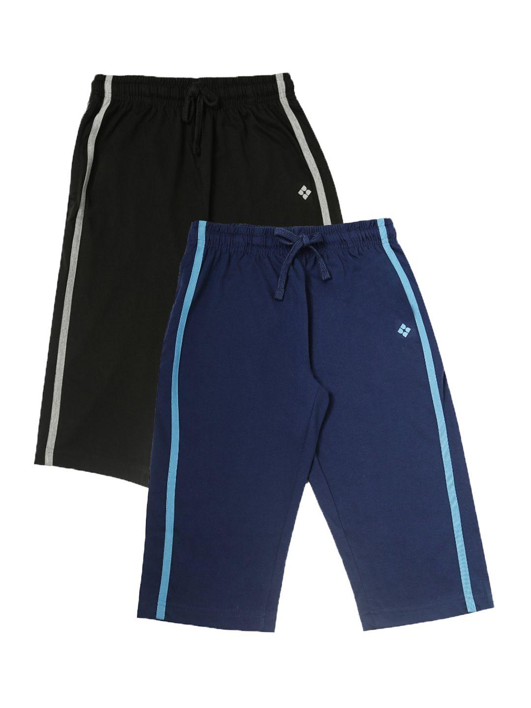 dollar boys black & blue solid set of 2 lounge shorts