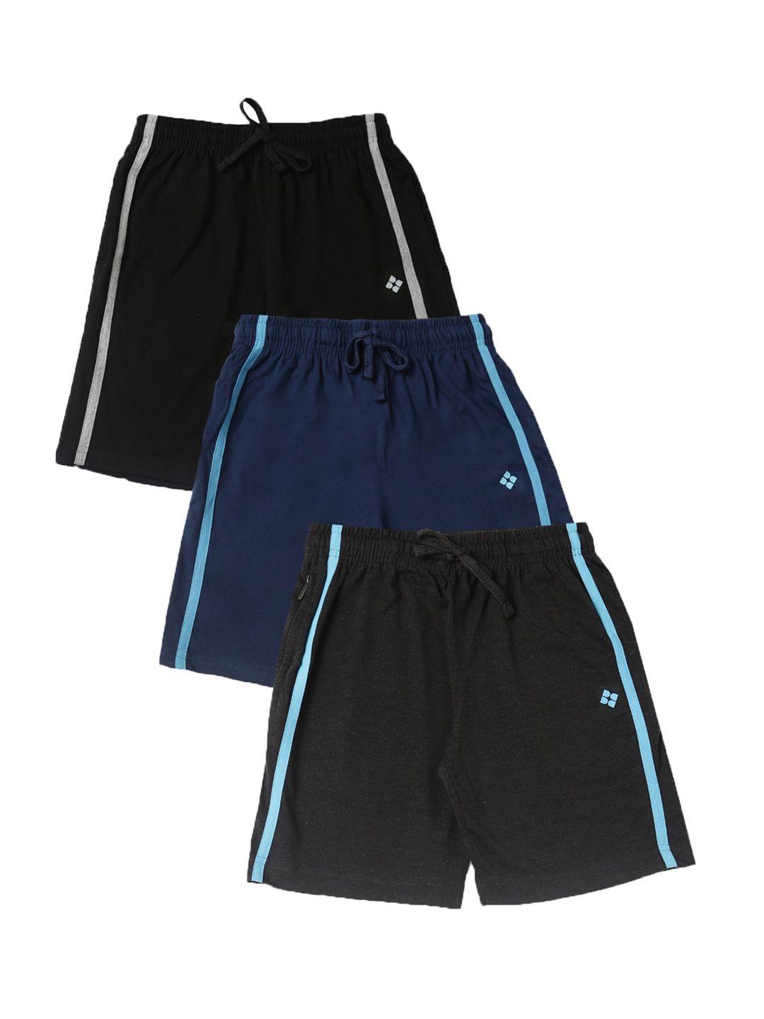 dollar boys pack of 3 black solid regular fit shorts