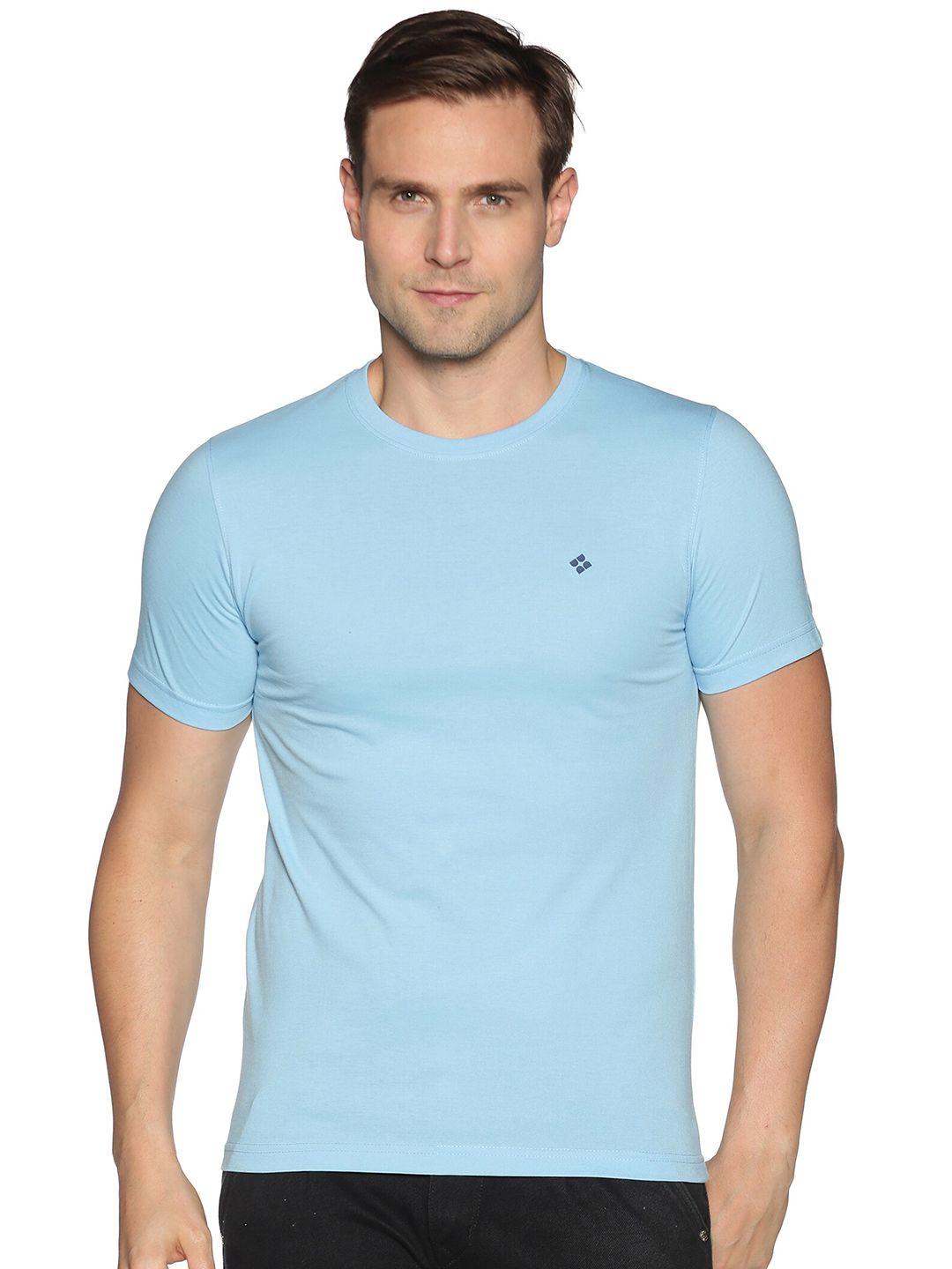 dollar men blue solid regular-fit cotton t-shirt