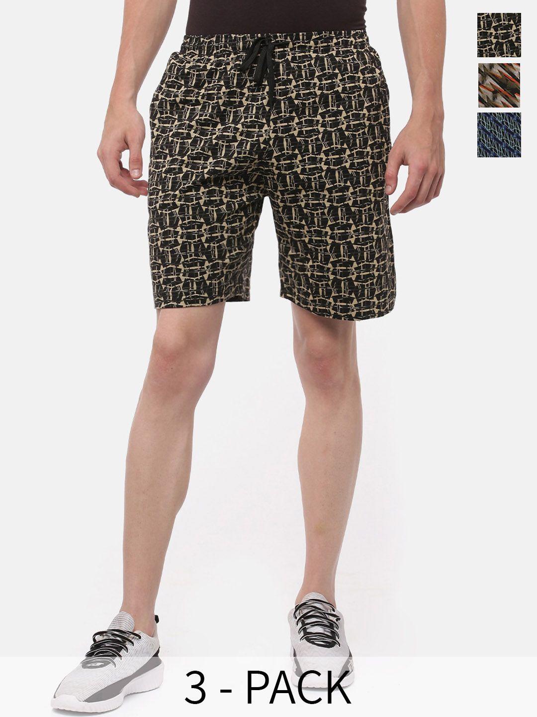 dollar-men-pack-of-3-abstract-printed-assorted-mid-rise-cotton-shorts