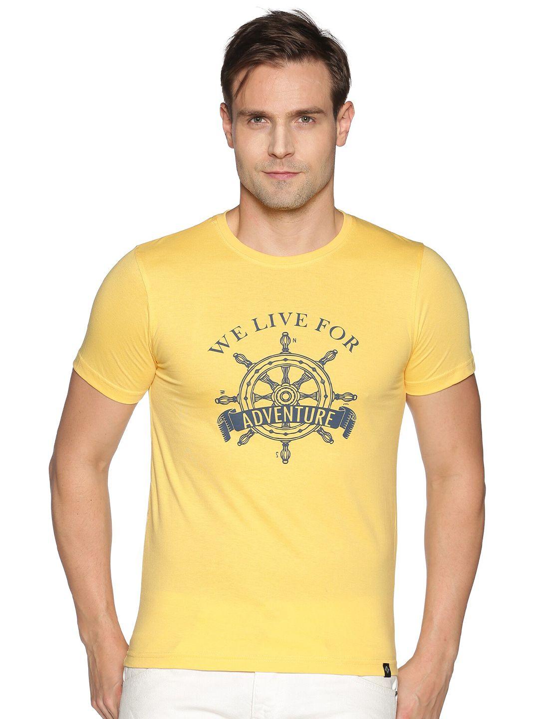 dollar men yellow graphic printed cotton t-shirt