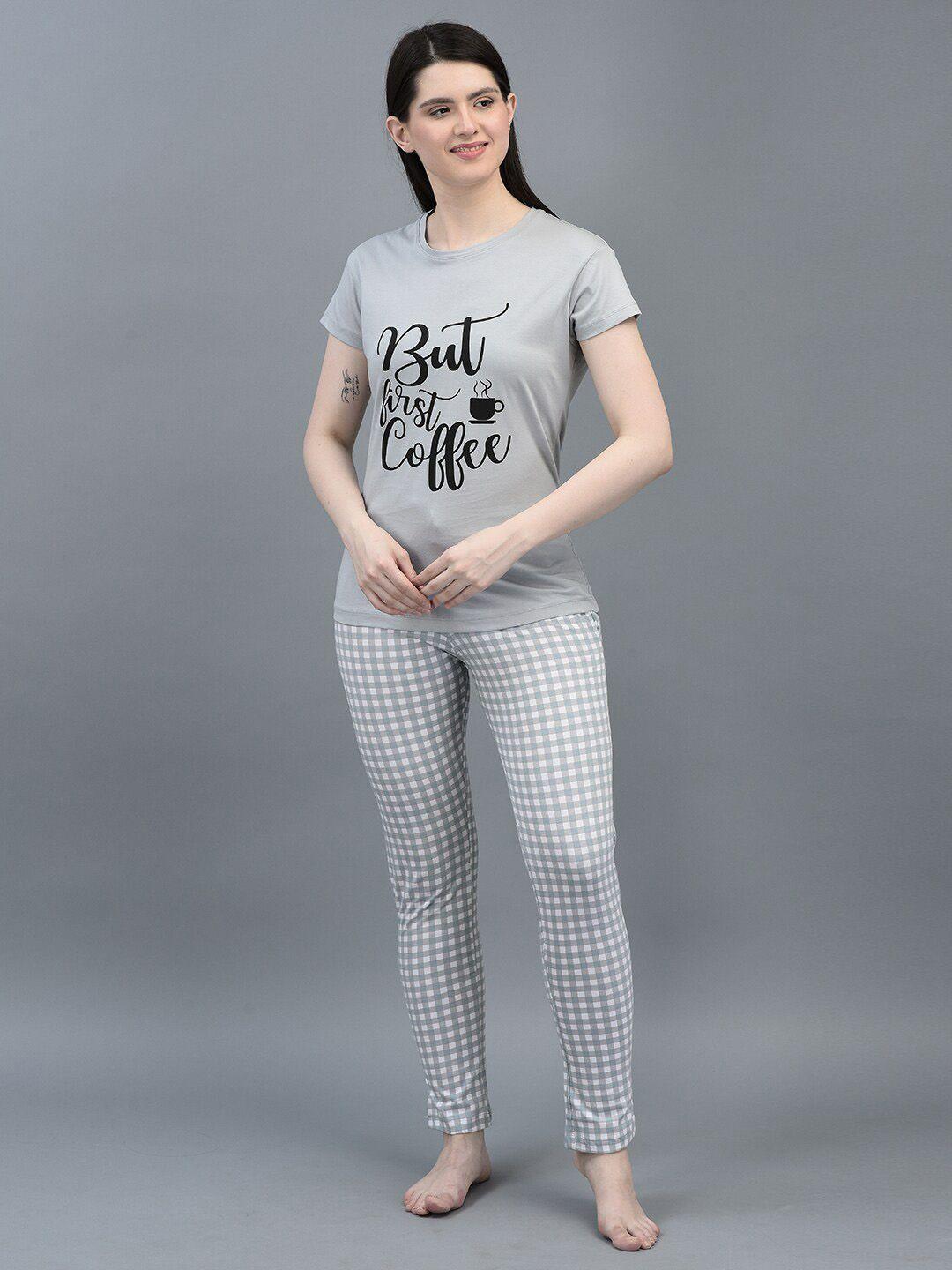 dollar missy typography printed pure cotton night suit