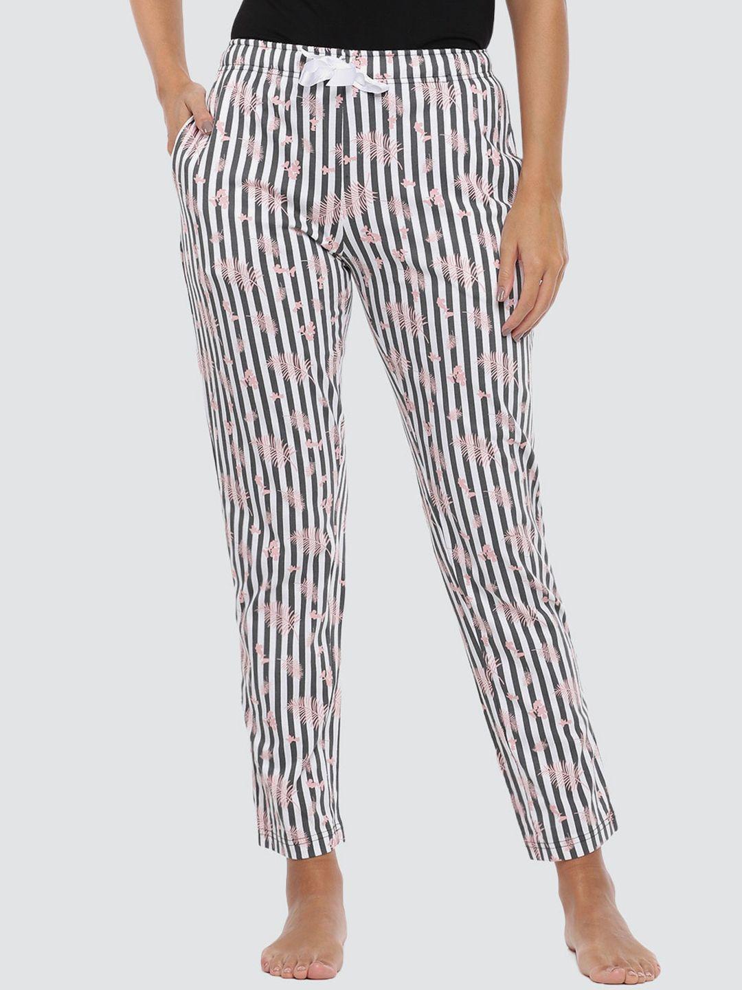 dollar missy women black and white pure cotton striped lounge pants