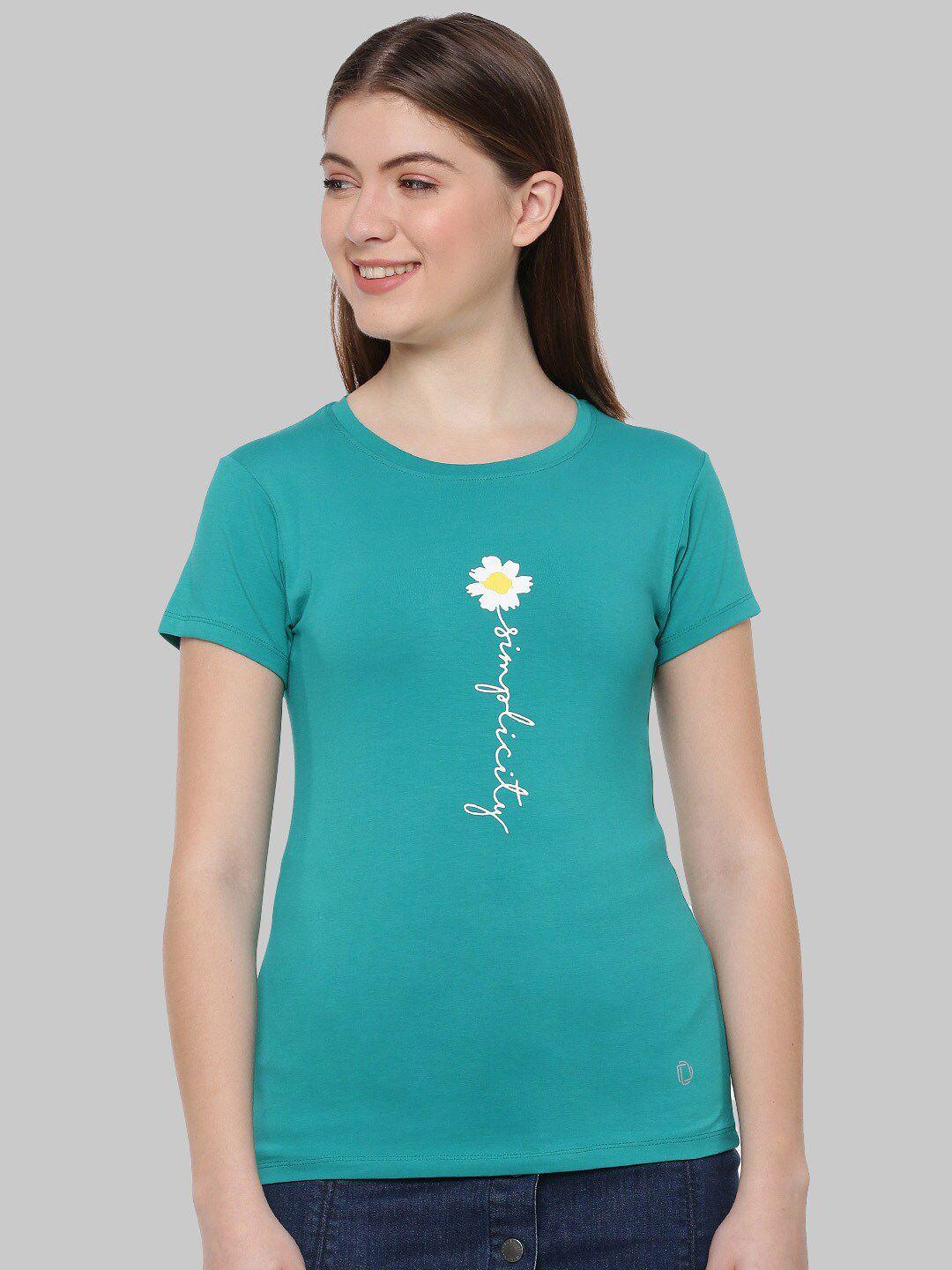 dollar missy women green printed anti odour slim fit t-shirt