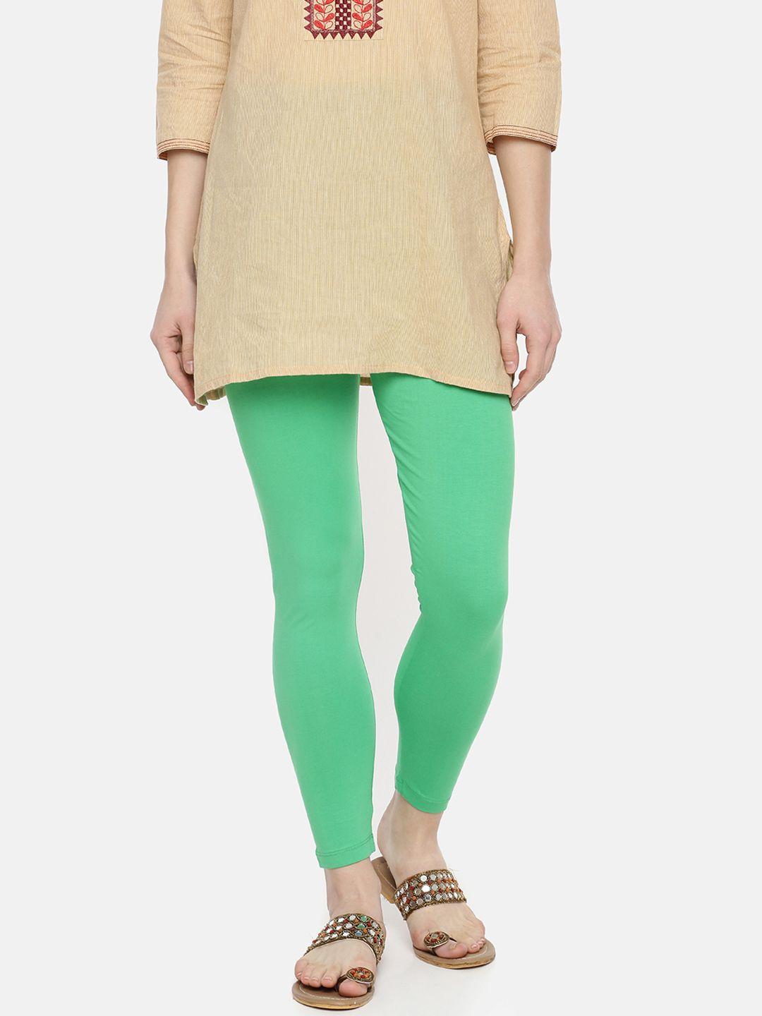 dollar missy women green solid ankle length leggings