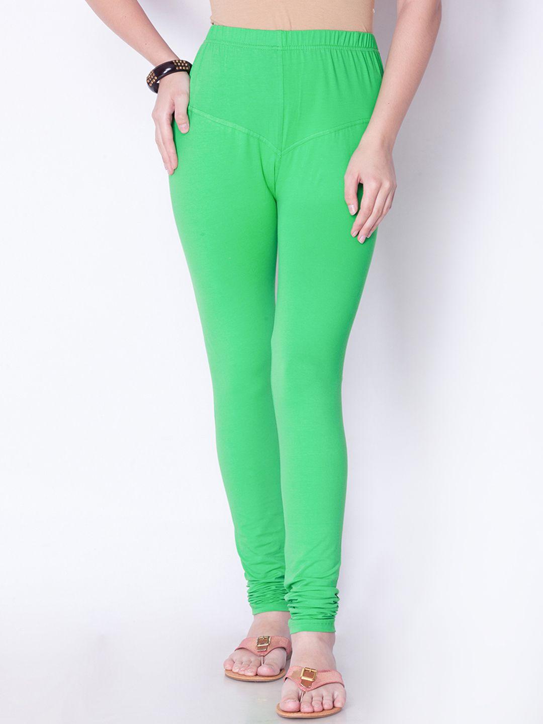 dollar missy women green solid churidar length leggings