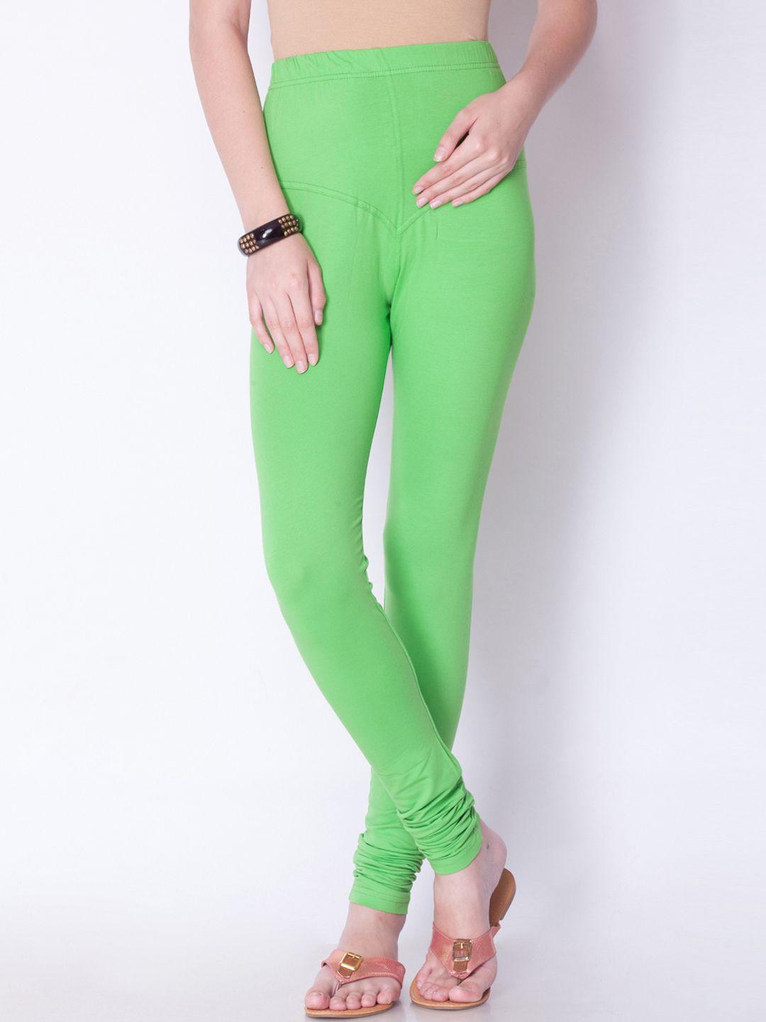 dollar missy women green solid churidar length leggings
