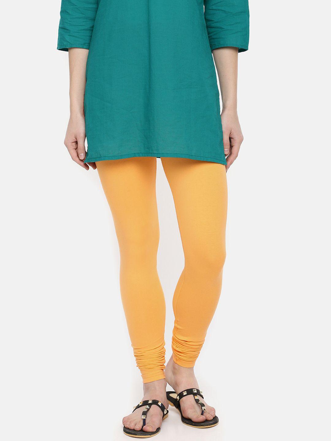 dollar missy women mustard yellow solid churidar length leggings