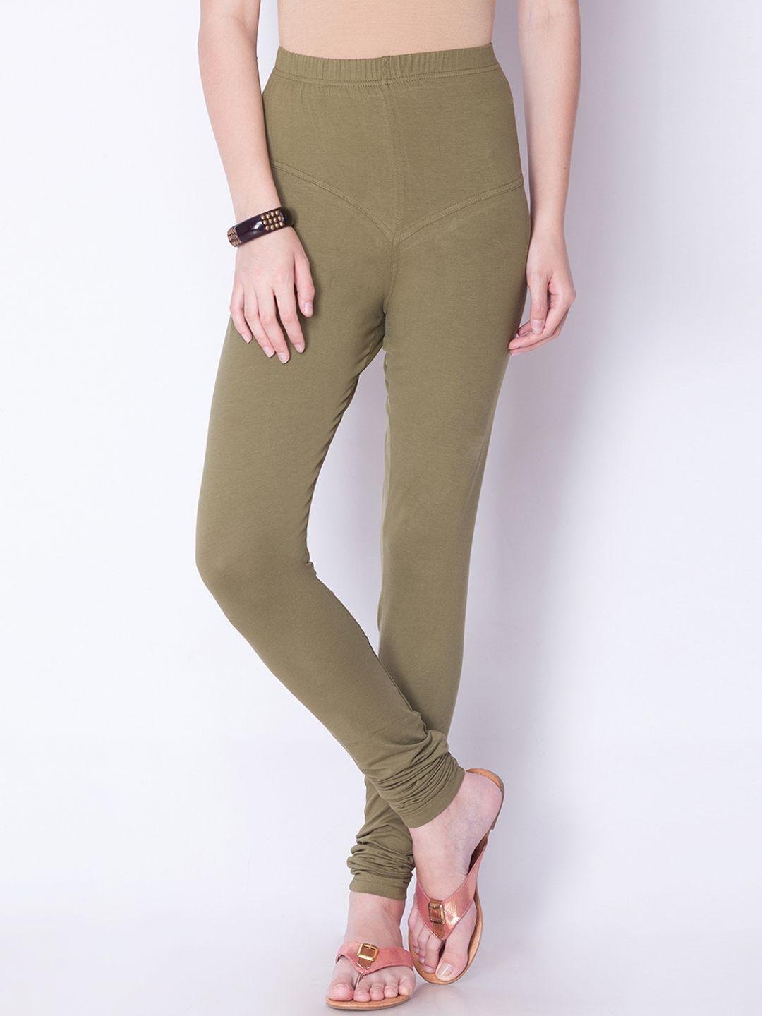 dollar missy women olive green churidar- length leggings