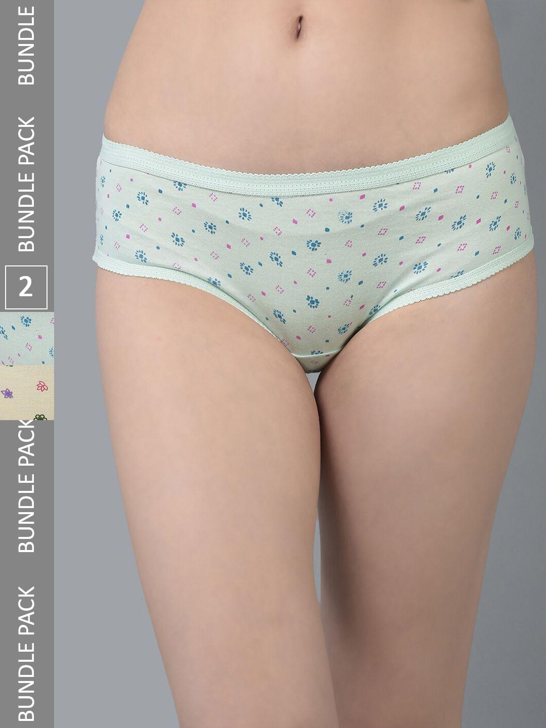 dollar missy women pack of 2 assorted anti microbial printed pure cotton hipster briefs