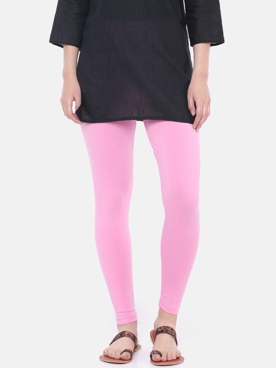 dollar missy women pink solid ankle-length leggings
