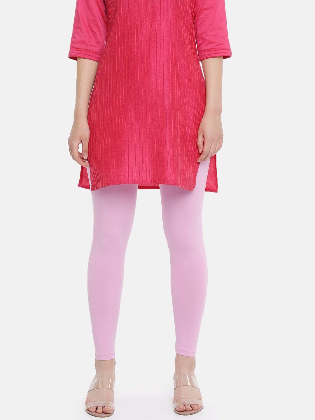 dollar missy women pink solid ankle-length leggings