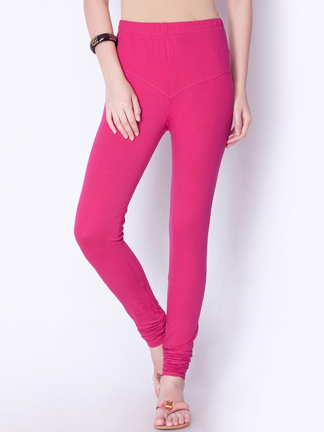 dollar missy women pink solid churidar length leggings