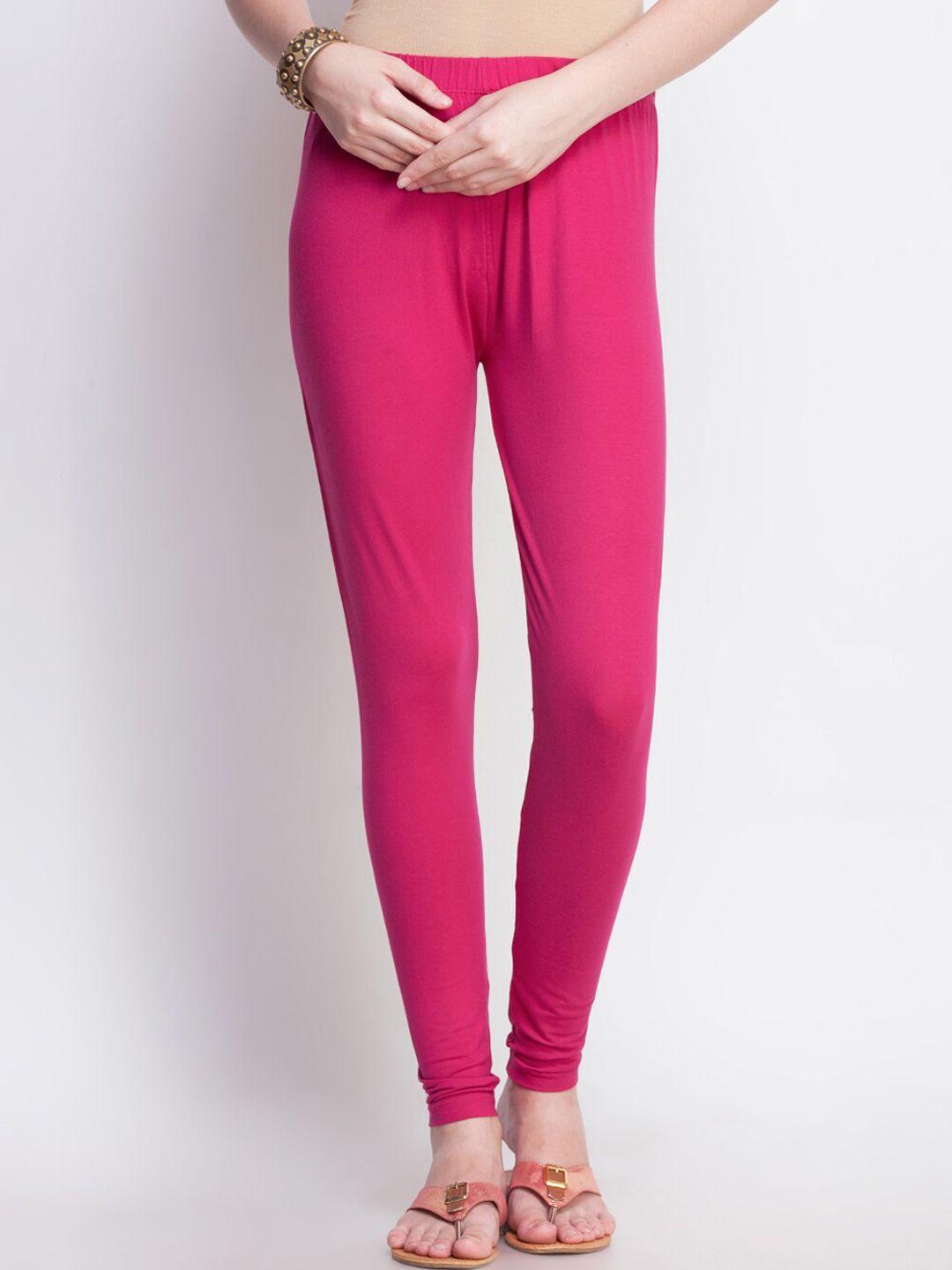 dollar missy women pink solid slim fit ankle length cotton leggings