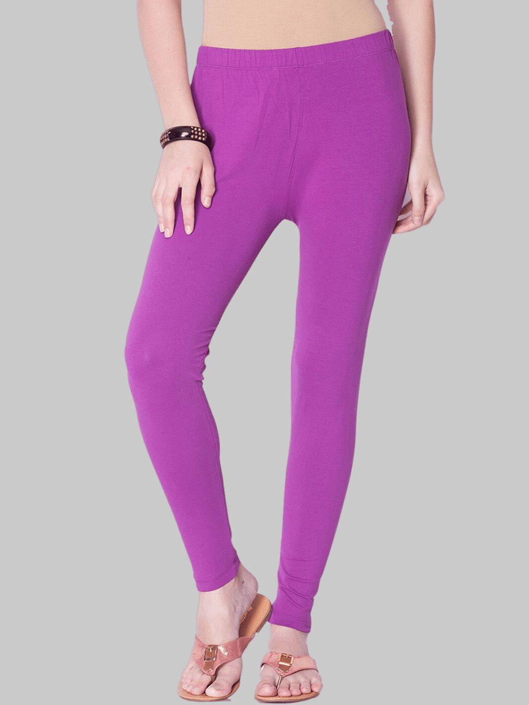 dollar missy women purple solid slim-fit ankle-length leggings
