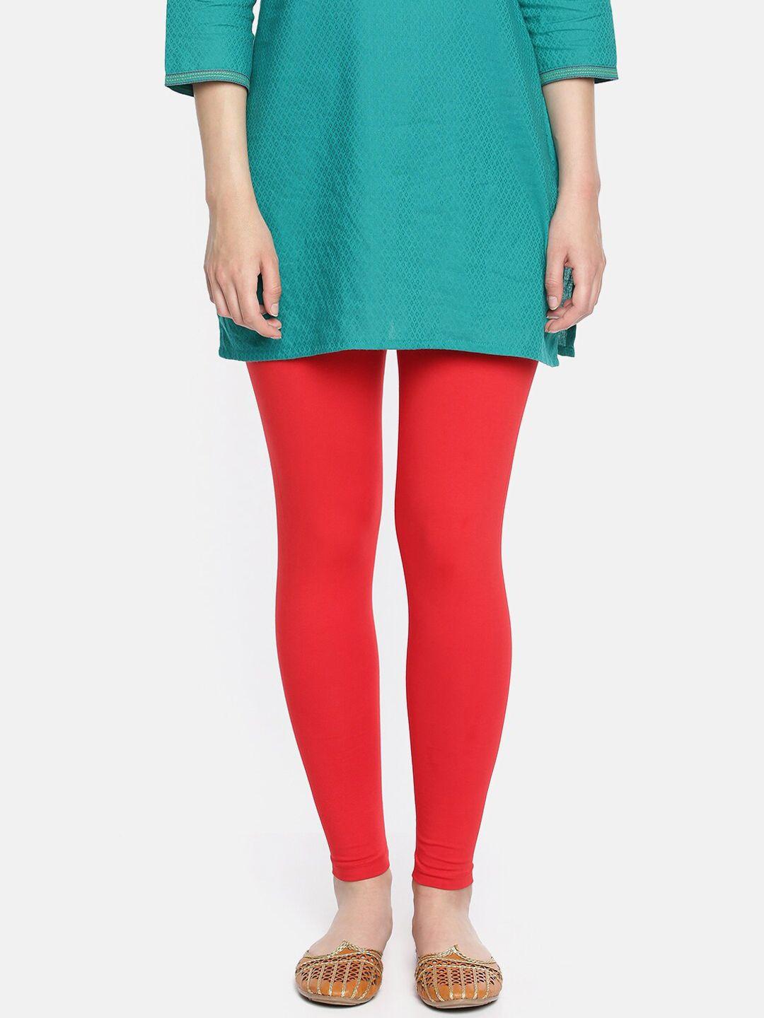dollar missy women red solid ankle-length leggings