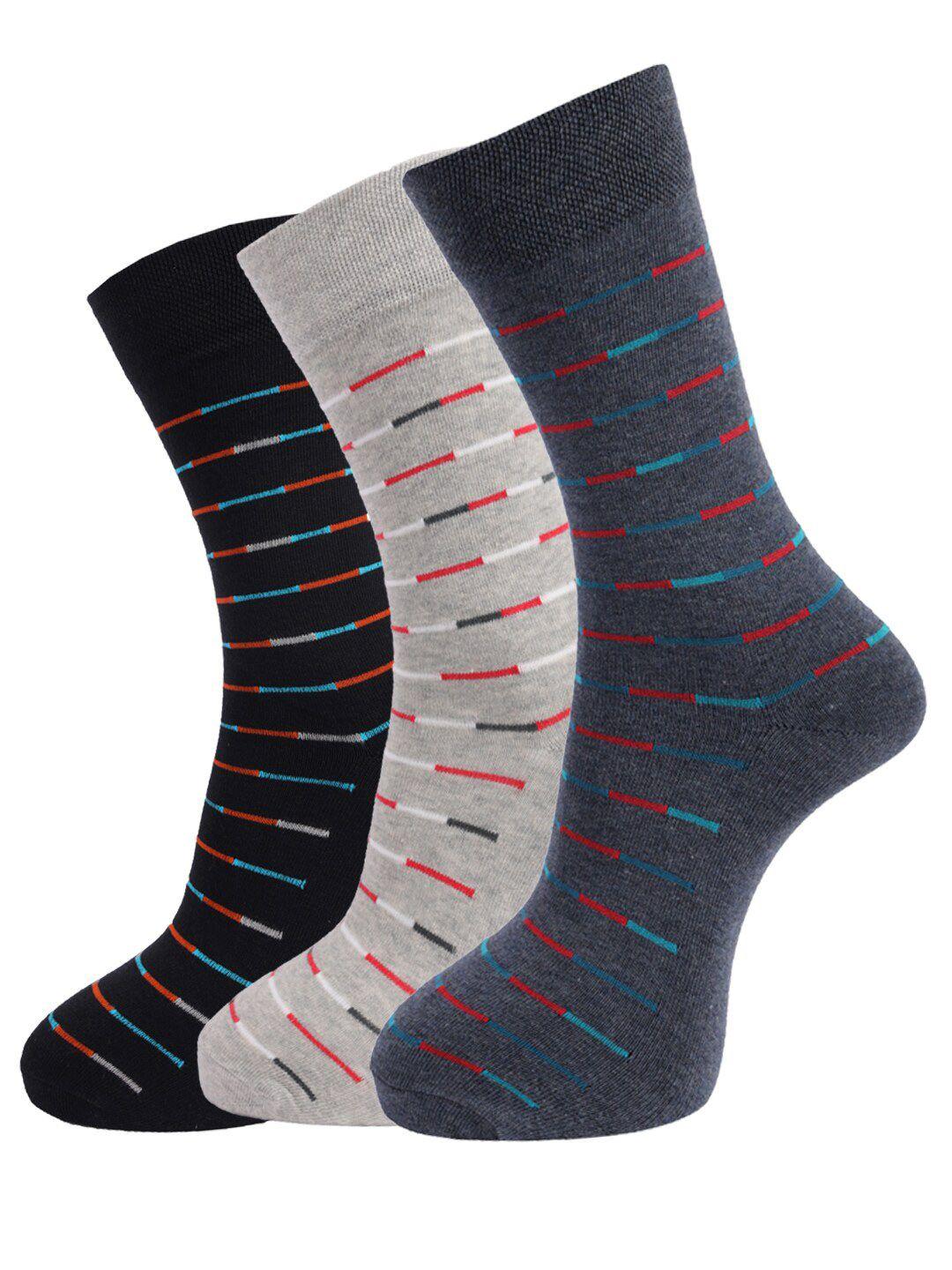 dollar socks men set of 3 assorted & printed pure cotton above ankle socks