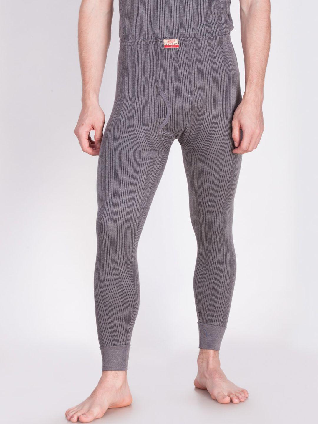 dollar ultra men charcoal-grey striped thermal bottoms