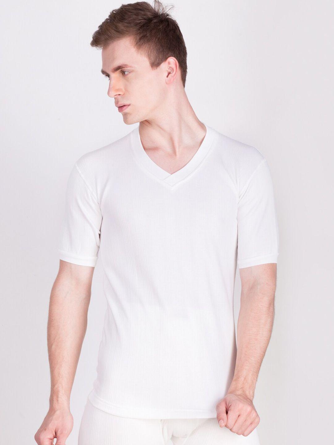 dollar ultra men white solid cotton thermal tops