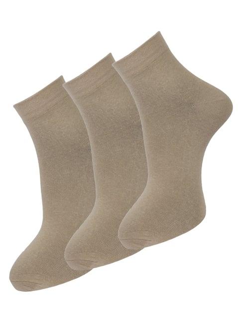 dollar beige cotton free size socks - pack of 3