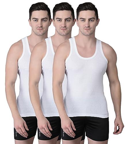 dollar bigboss men's white pack of 3 regular fit vest (8905203195640_mbve-06-r2-wht-po3-m), assorted