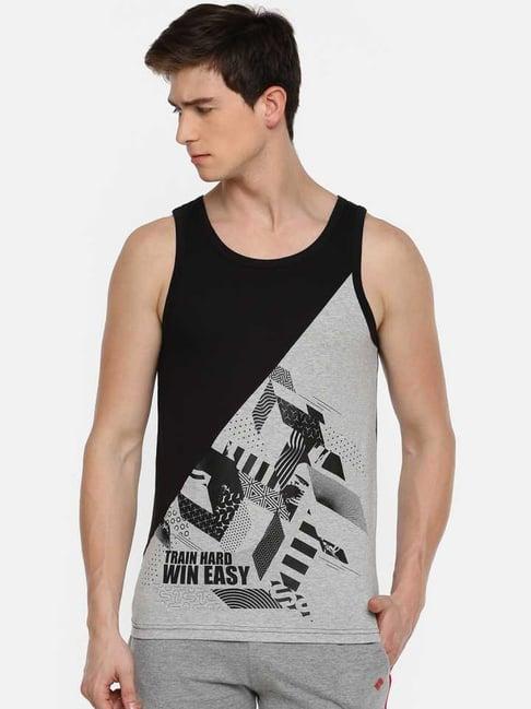 dollar black & grey cotton regular fit printed vests