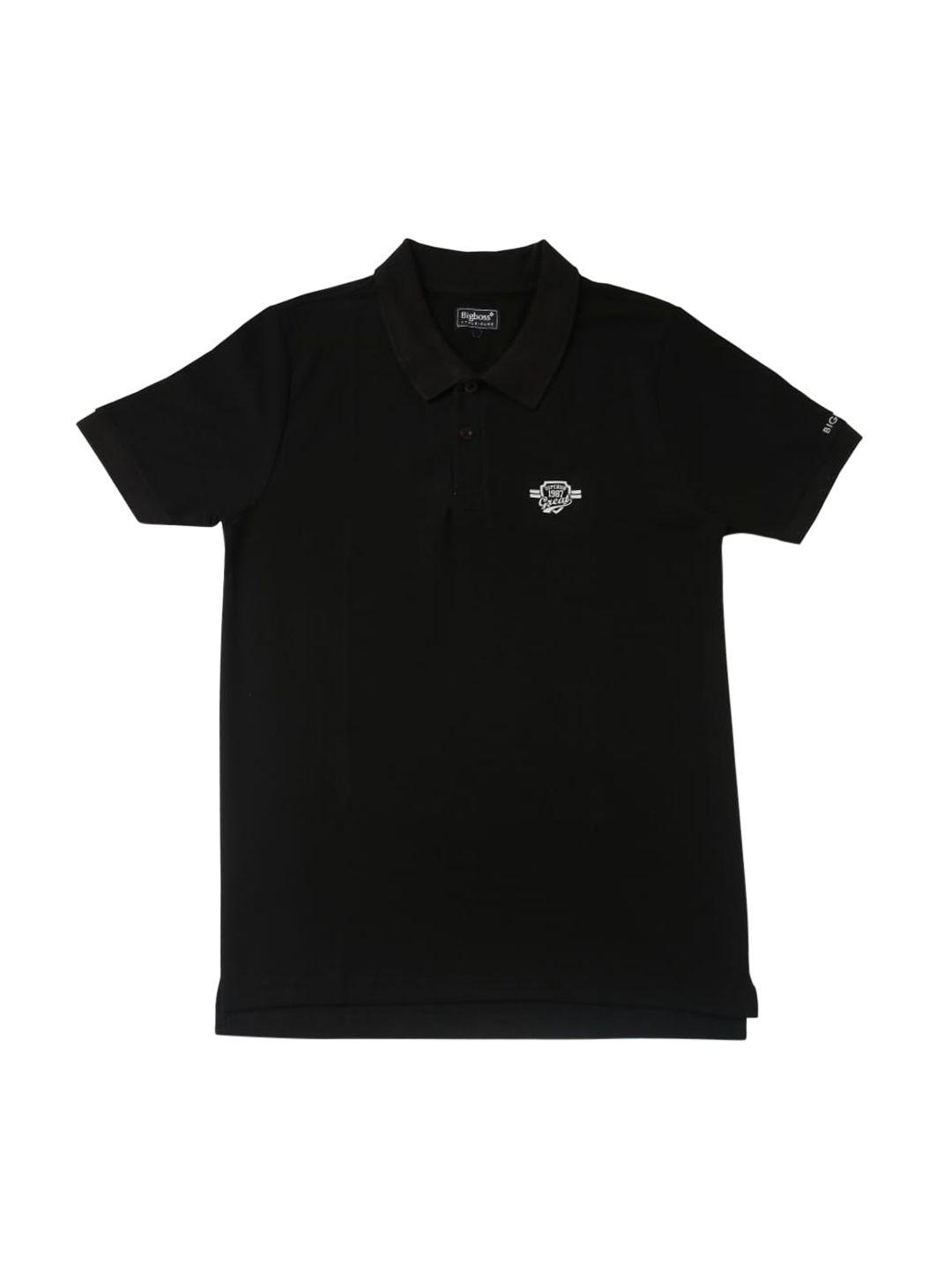 dollar boys black solid polo collar t-shirt