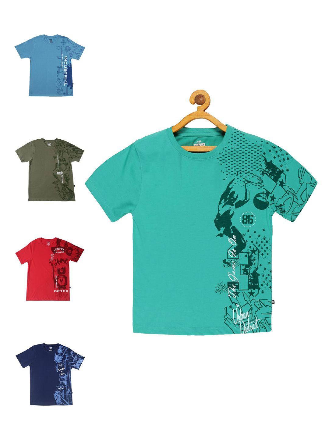 dollar boys multicoloured printed round neck t-shirt