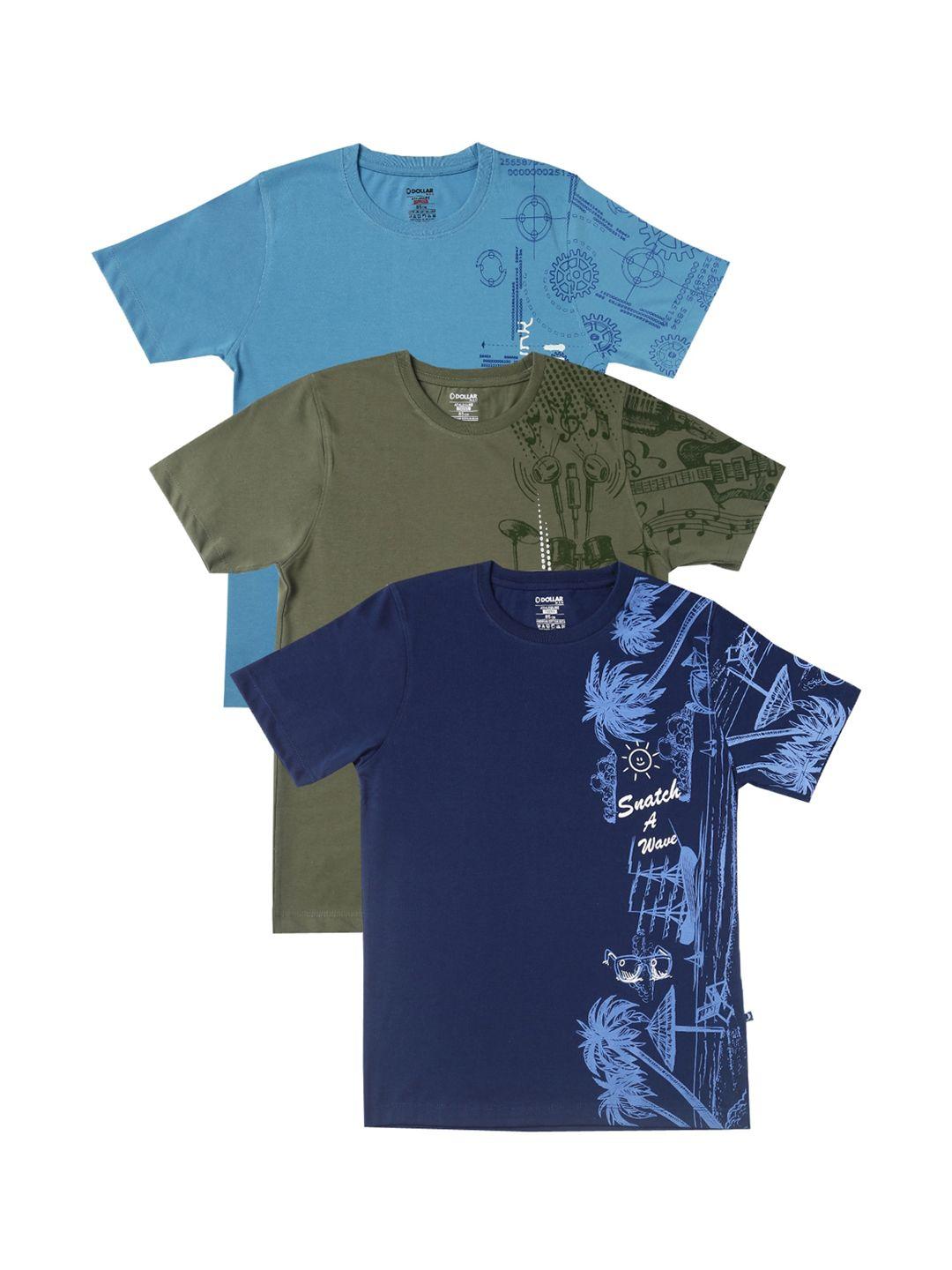 dollar boys pack of 3 printed round neck t-shirt